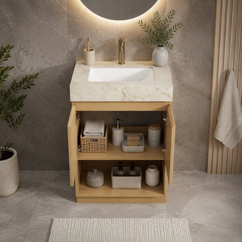 Meuble-lavabo de salle de bain autoportant 24 po 24 po