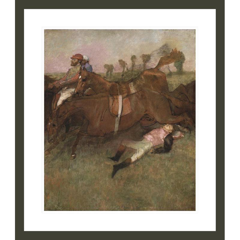 «Scene from the Steeplechase: The Fallen Jockey» par Edgar Degas, impression giclée encadrée, H 26,9 po x l 23,5 po