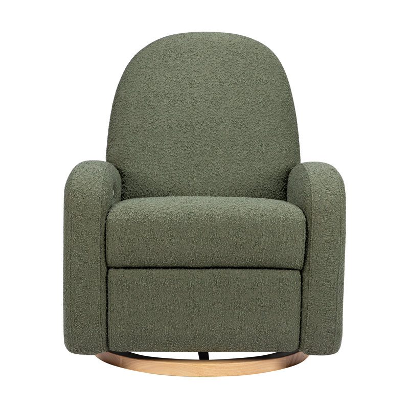 Nami Electronic Recliner and Swivel Glider in Eco-Performance Fabric with USB port, Olive Boucle