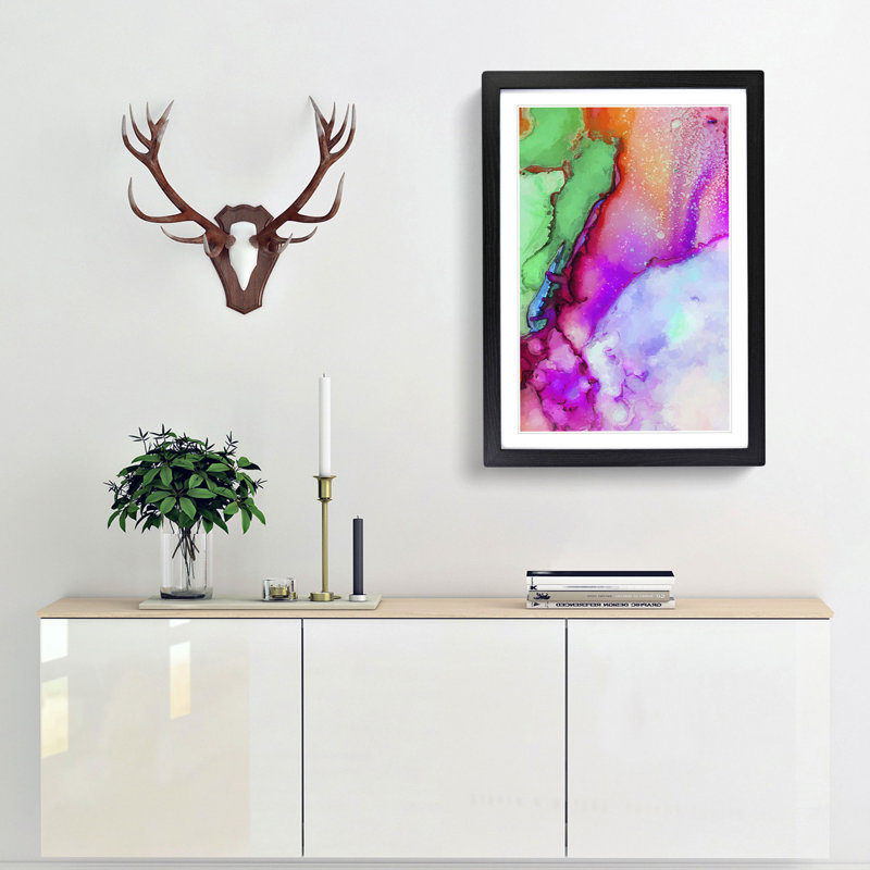 Ink Bliss in Abstract - Framed Print, 76cm H x 50cm W x 2cm D, Black