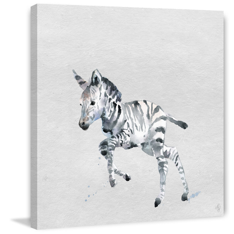 Leroy Running Zebra - Print on Canvas, 45cm H x 45cm W
