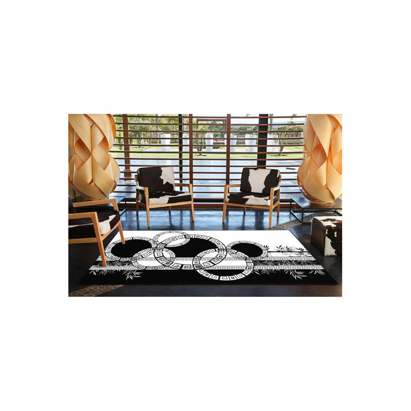 Tapis décoratif à rayures géométriques lavable à la machine