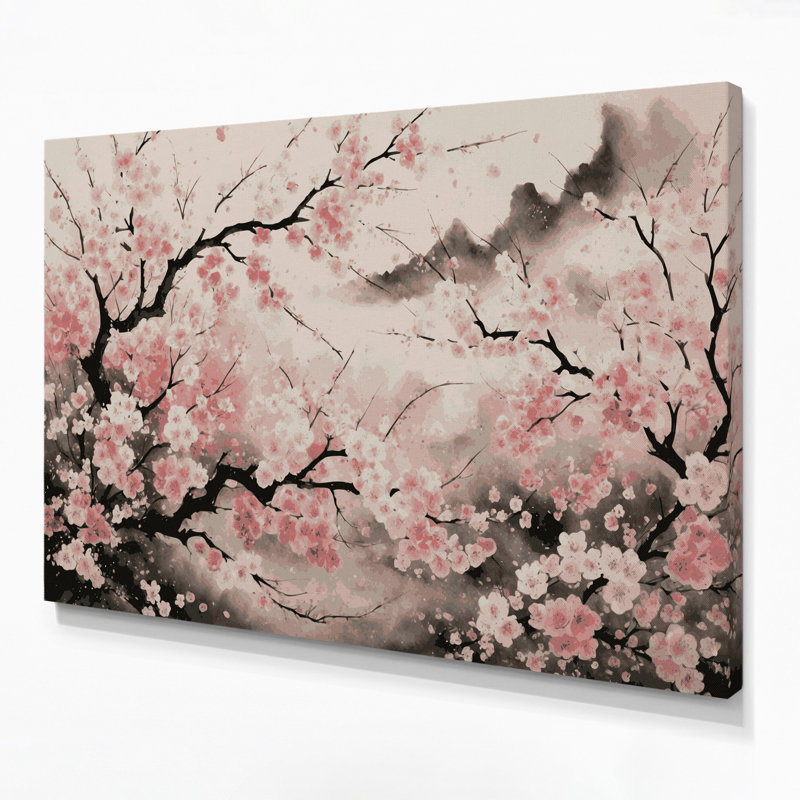 Art mural sur toile Botanical Cherry Blossoms, H 12 po x l 18 po