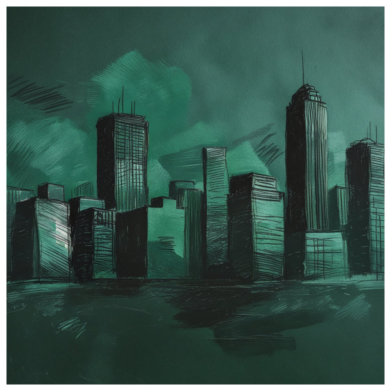 Coussins décoratifs Green City Skyline, 16 x 16 pouces