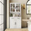  Garde-manger H 71 po x l 78,7 po avec bibliothèques, rehausse de porte en verre avec tiroir et comptoirs spacieux, blanc-1210065129