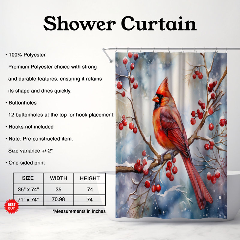 Rideaux de douche standard 1 pièce Cardinal, H 74 po x l 71 po