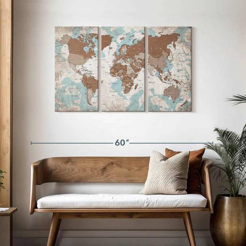 Keiri Geographic World Map VI, 28" H x 45" W
