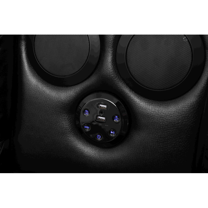 Bracyn 3 - Piece USB Vegan Leather Reclining Sectional with Sound System, Black Faux Leather