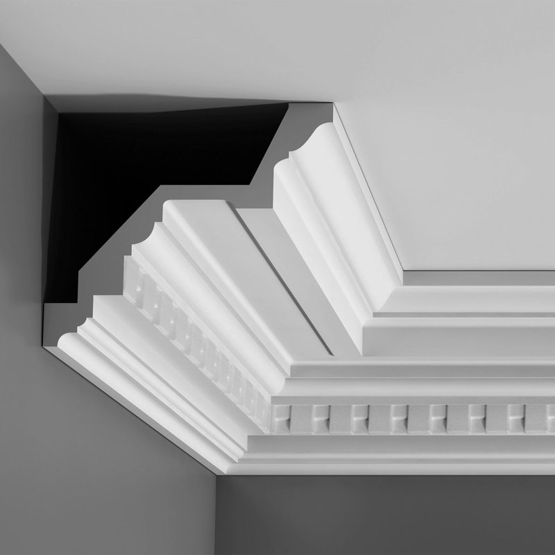 ORAC DECOR 4-3/8 in. x 4-5/8 in. x 78-3/4 in. Dentil Primed White High Density Polyurethane Crown Moulding