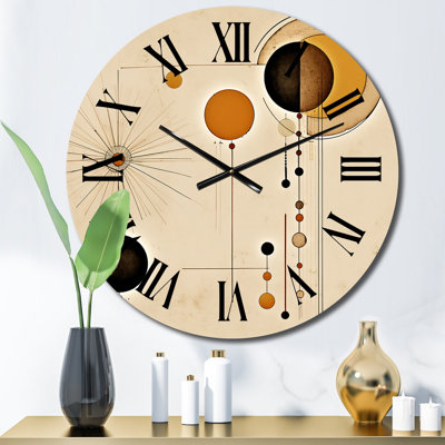 Moon Phases Midcentury Vintage Illustration Metal Wall Clock
