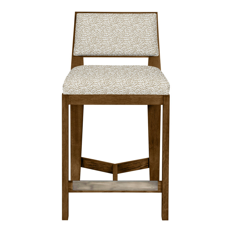 Scoville By Thom Filicia Upholstered Counter Stool with Solid Wood Frame, Casablanca, Jolie neige