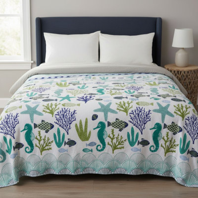 Ocean Coral Plush Throw Blanket