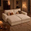 Causeuse modulaire 81,1 po, causeuse modulaire confortable, 2 sièges profonds et 2 repose-pieds avec rangement