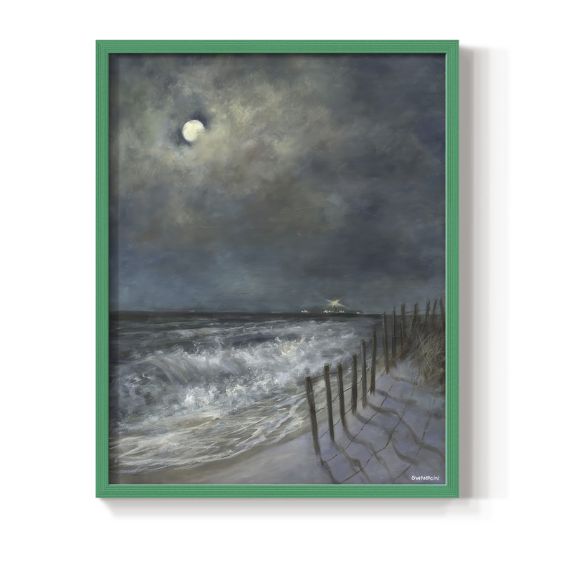 The Beach Fence I, reproduction encadrée - bois massif, H 30 po x l 24 po, Vert