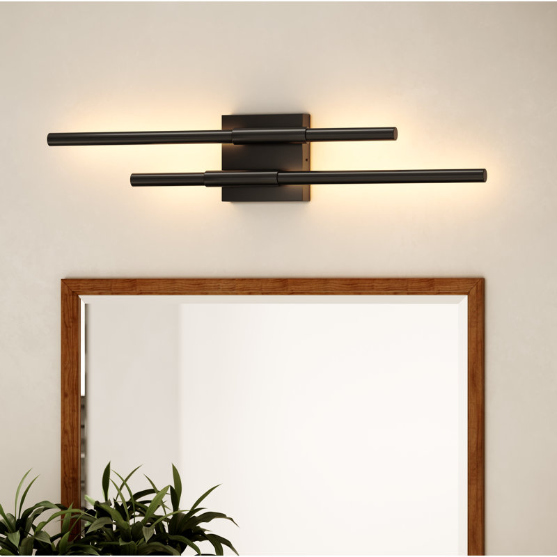 Éclairage de salle de bain à intensité variable à 2 lumières DEL Buchan, Noir mat