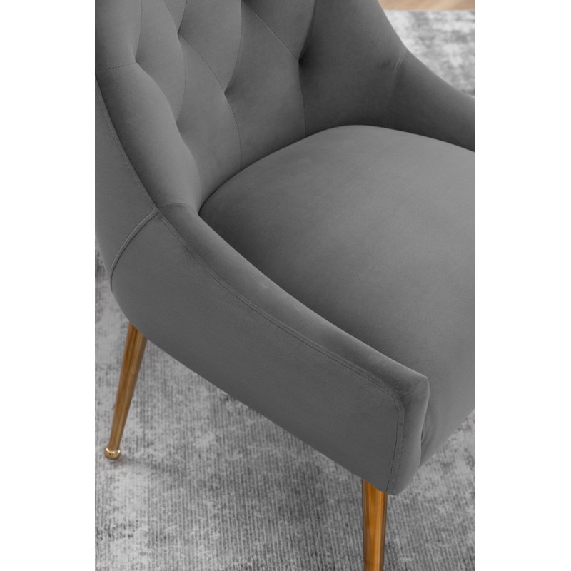 Mayreli Tufted Velvet Upholstered Side Chair, Gray