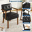 Ensemble de 2 chaises d'appoint de style Mid-Century avec structure en bois et fauteuil rembourré en cuir de polyuréthane avec fauteuil capitonné de lecture classique pour le salon, la chambre à coucher et le balcon