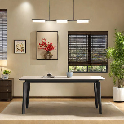 Retro solid wood rectangular dining table