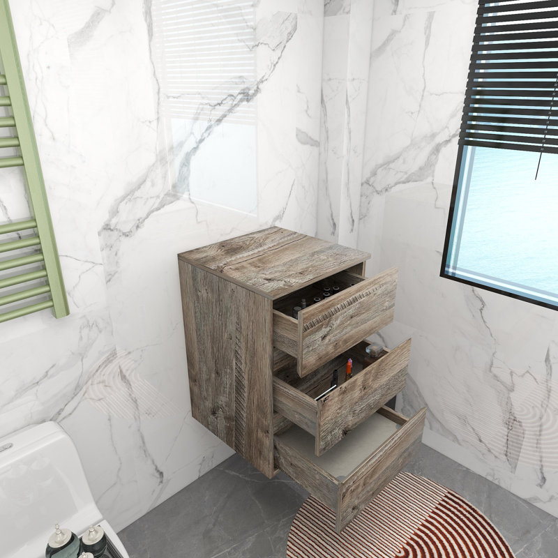 Dawnmarie PVC Bathroom Cabinet, Natural Wood