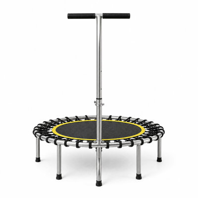 40 Inch Mini Fitness Trampoline with Adjustable T Handle, Indoor Quiet Exercise Trampoline with 6 Leg Stable Frame, Home Cardio Workout Trampoline