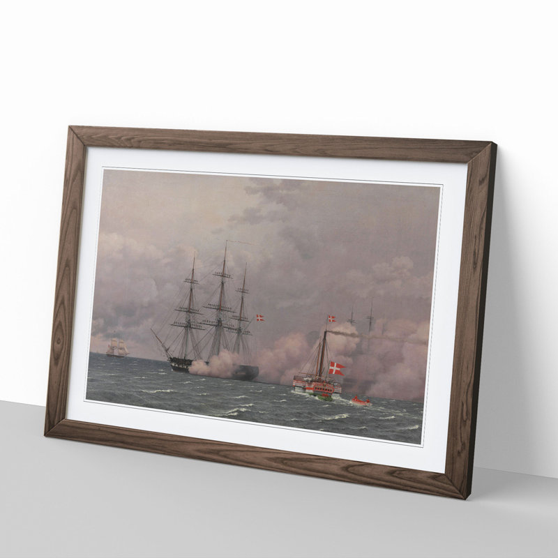 The Harbour of Copenhagen by Christoffer Wilhelm Eckersberg - Picture Frame Painting, 48cm H x 65cm W x 2cm D, Walnut