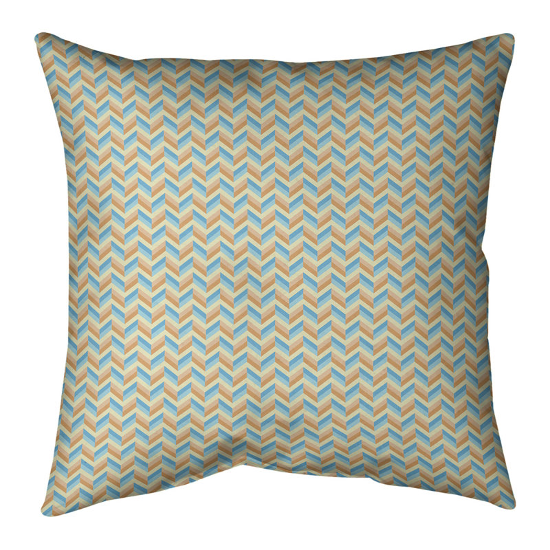 Coussin en lin Katelyn Elizabeth, H 14 po x l 14 po, Polyester/ Bourre en polyester, Bleu / orange