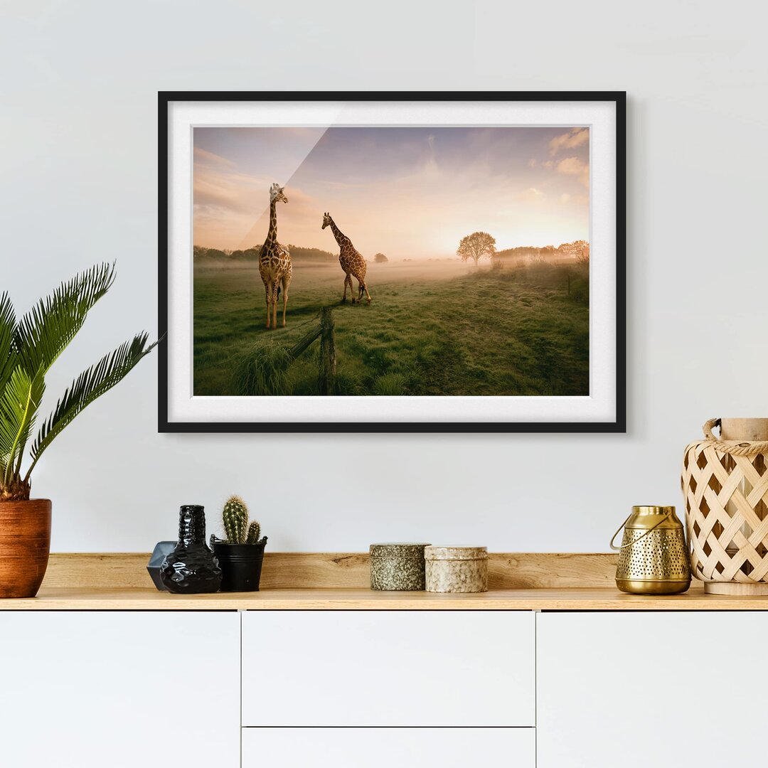 Gerahmter Fotodruck Surreal Giraffes