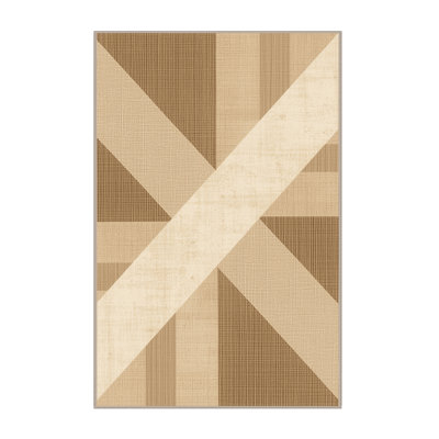 Machine Washable Bemott Cottage Americana Plaid Rug in Brown – Beige Binding