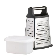 4-Sided Stainless Steel Box Cheese Carrot Food Grater Shredder 21.5*8.5cm  Silver