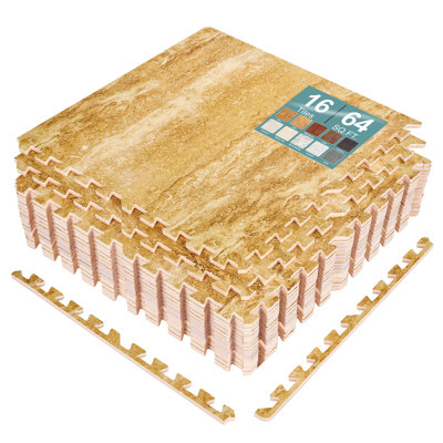 Dalles de sol emboîtables en mousse Sorbus 16, 64 pi² (6 m²), imitation bois - pour la maison, la salle de jeux, le sous-sol, les salons professionnels et le carrelage.
