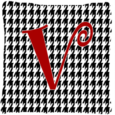 Monogramme initiale Houndstooth noir intérieur/extérieur Throw Pillow