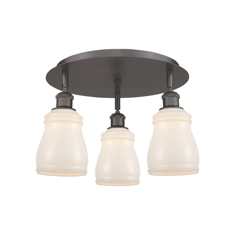 Bernaldino Glass Flush Mount, White, Oil Rubbed Bronze
