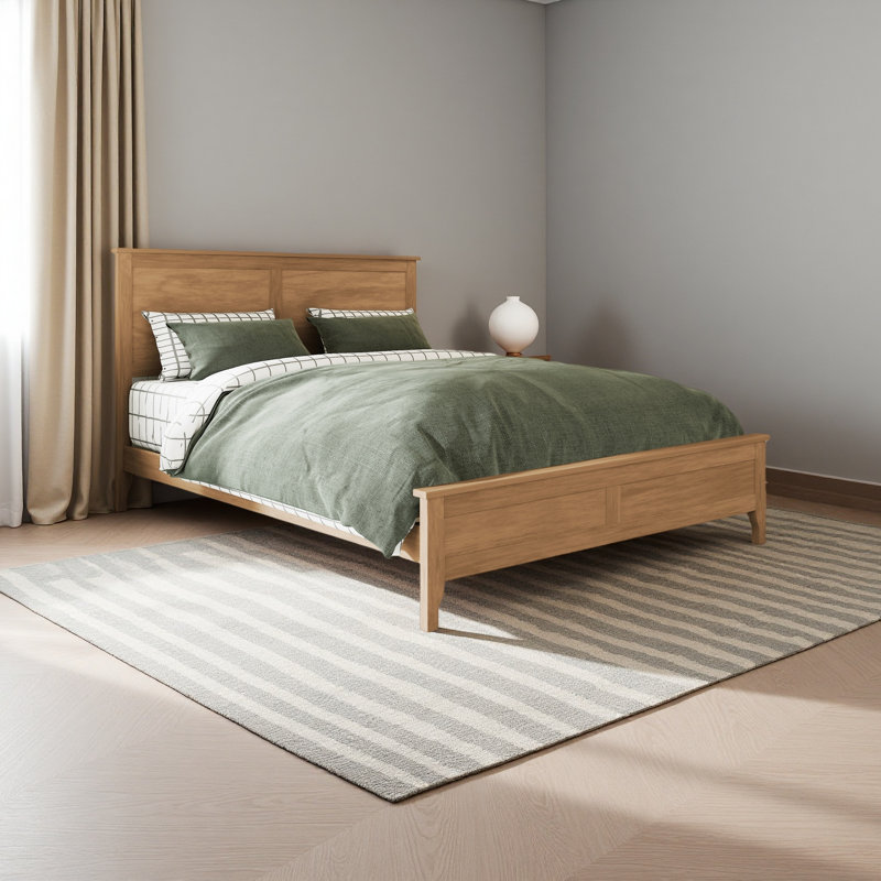 Lit plateforme moderne en bois massif avec support de lattes en bois robuste, aucun sommier nécessaire, Grand lit