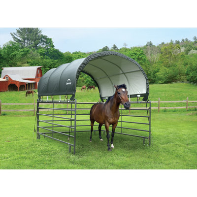 Corral Shelter Livestock Shade 10 x 10 ft. Powder Coated Green