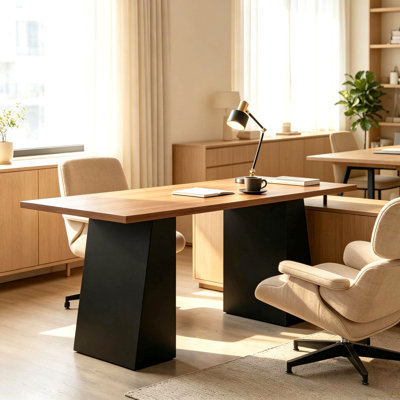 Bureau d'ordinateur contemporain, bureau moderne, table d'écriture élégante avec surface spacieuse (seulement 1 bureau d'ordinateur)