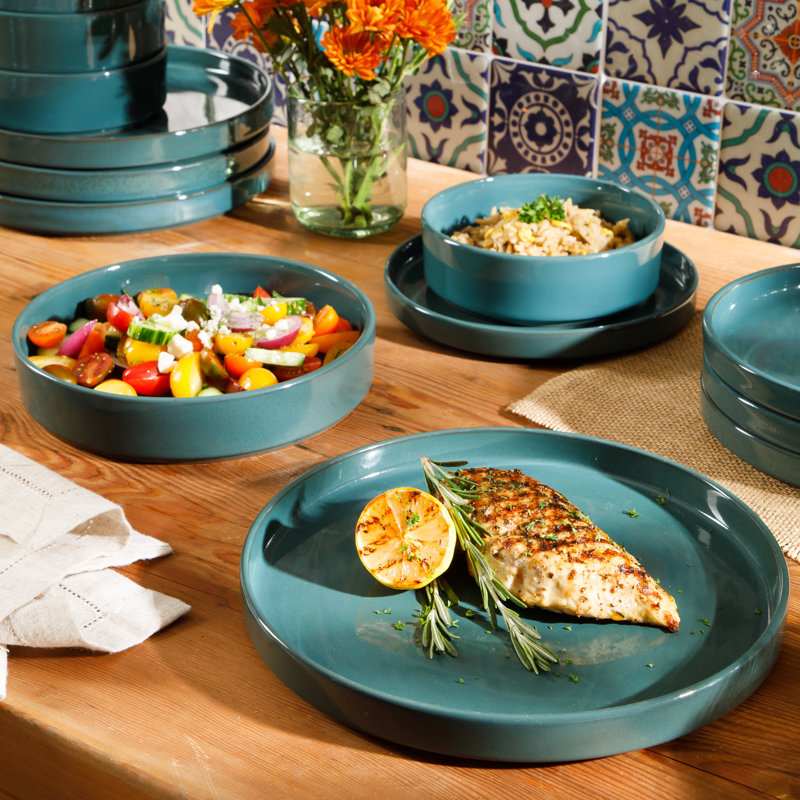 Santorini Terracotta Dinnerware Set - Service for 4, Jade
