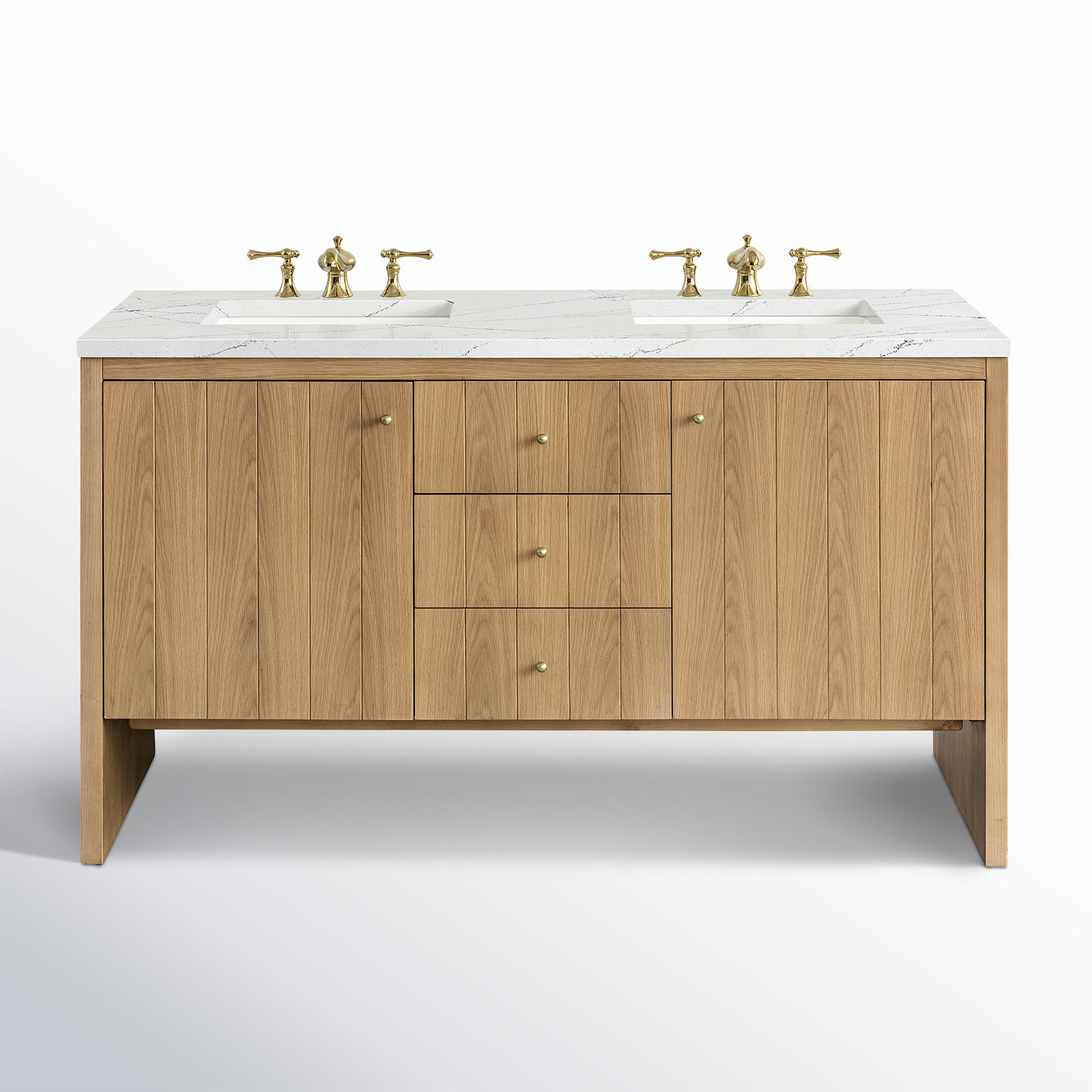 Hudson 60'' Double Bathroom Vanity, Lime Delight, 8" Widespread, Light Natural Oak