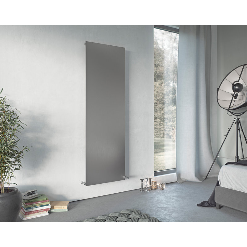 Andrew Vertical Designer Radiator, 120cm H x 45cm W x 7.4cm D, Silver