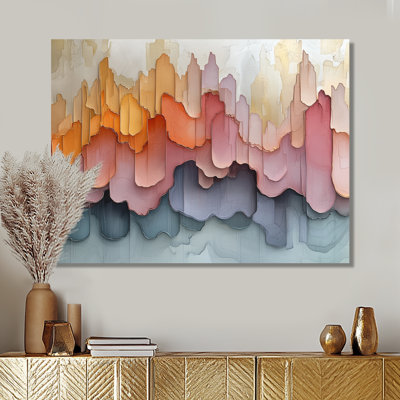 Abstrait, art doré et rose sur toile New York City II