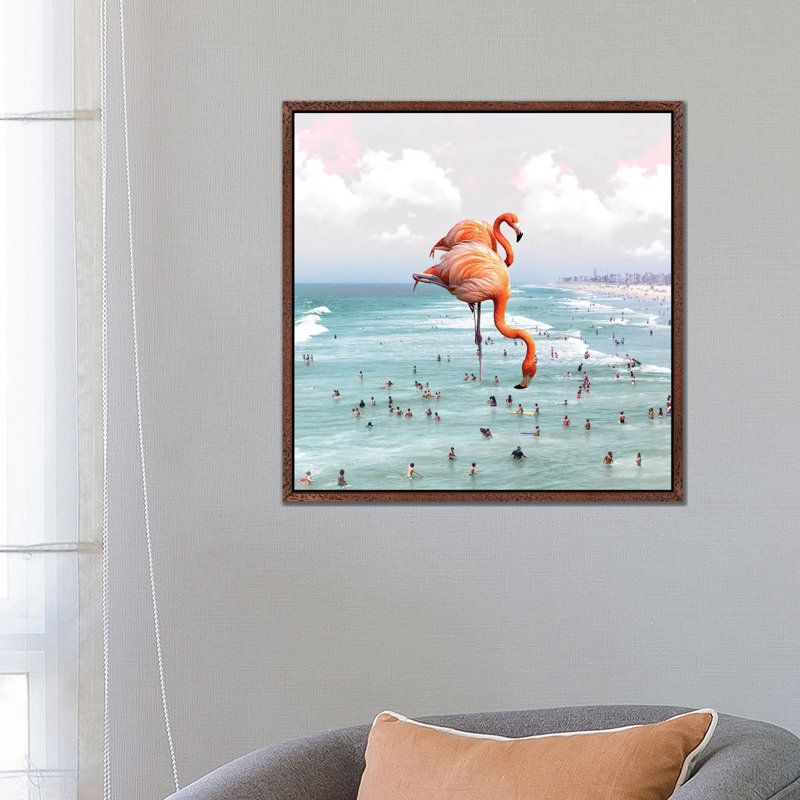 Beaching Around - Print on Canvas, 66.04 cm H x 66.04 cm W, Classic Brown Wood Framed