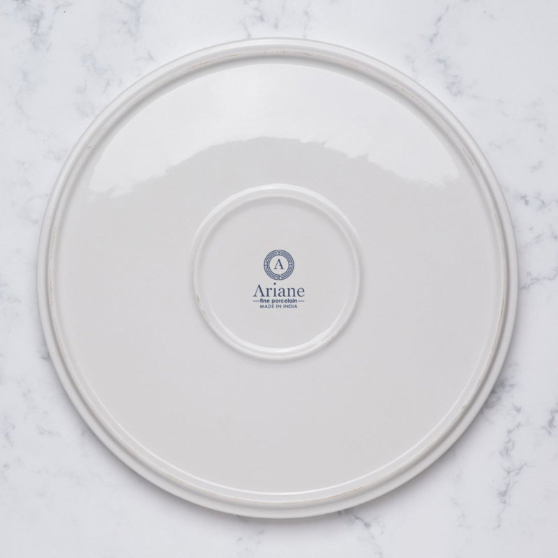 Assiette empilable en porcelaine Paros-Shell, 9.8x9.8x0.75"