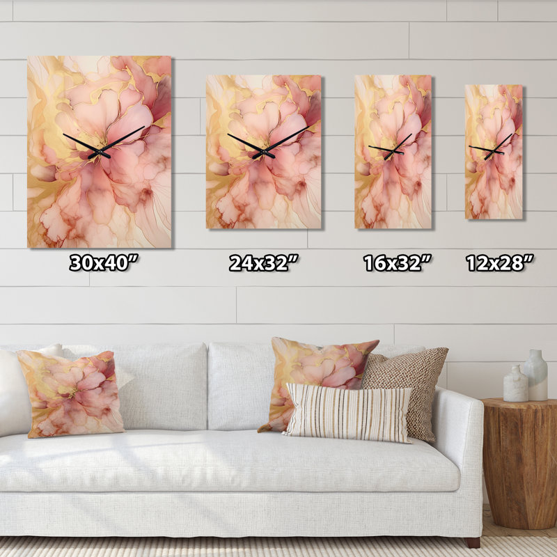Horloge murale abstraite rose, Très grand