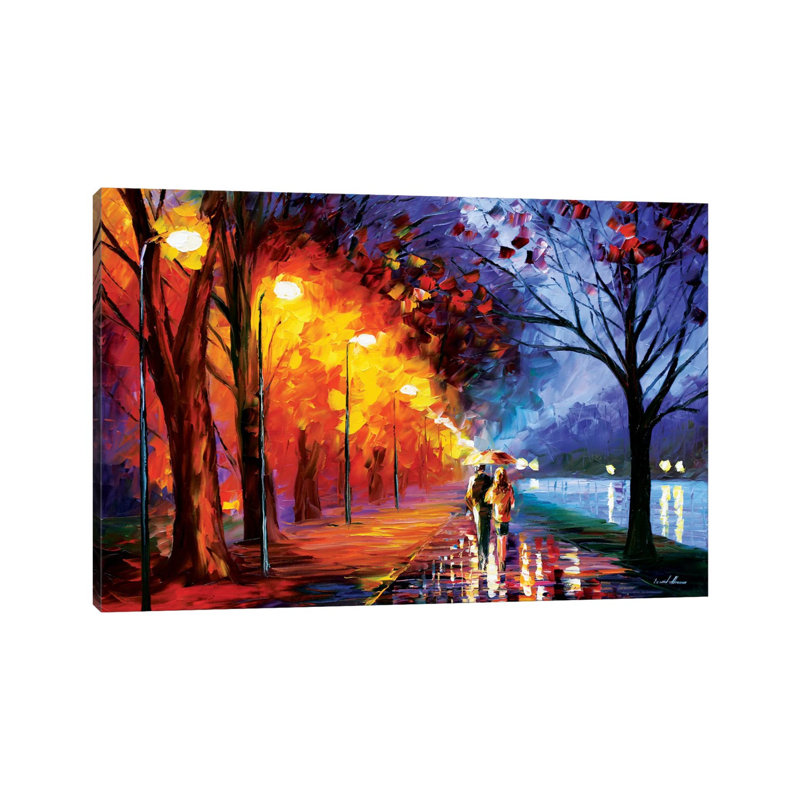 Alley By The Lake I by Leonid Afremov - Wrapped Canvas Painting, 20.32cm H x 30.48cm W x 1.91cm D