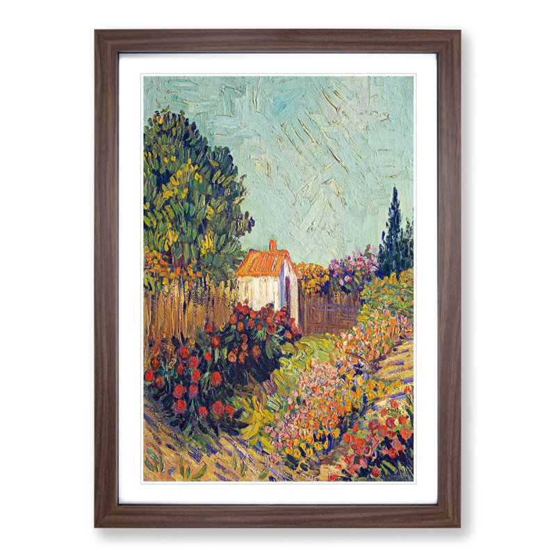 Landscape by Vincent Van Gogh - Picture Frame Painting, 36cm H x 27cm W x 2cm D, Walnut Framed