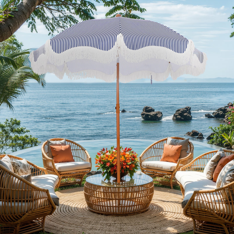 7.5 ft patio umbrella with crank multi color beach theme Blissun Umbrella, Yard Umbrella, Outdoor Market Push Button Tilt (Blue&White) : Patio, Lawn & Garden while the 8 glass fiber ribs ensure strength and stability Bluewater Beach 7.5 Ft Tilt