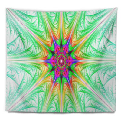 Tapisserie abstraite en verre coloré vert fractal