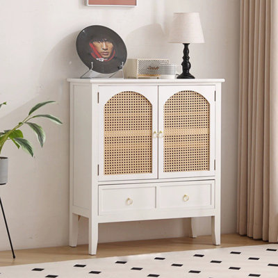 Console rectangulaire en bois manufacturé blanc massif