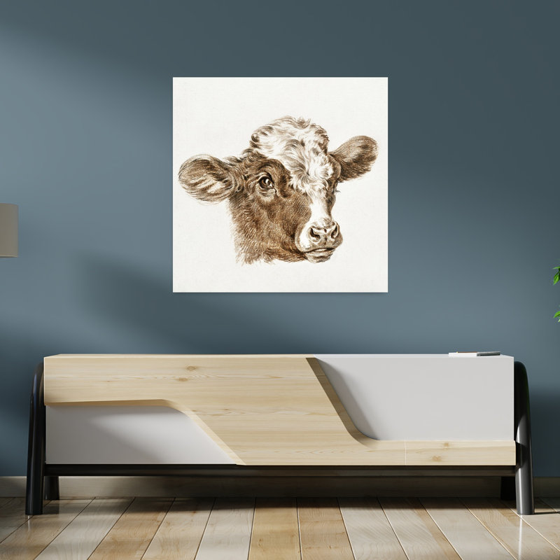 Tête de vache, art mural rétro rétro classique, H 36 po x l 36 po