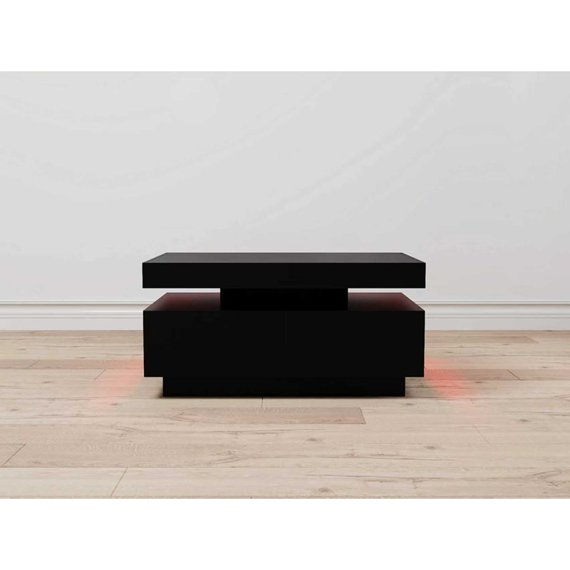 Frame Coffee Table with Storage, Black