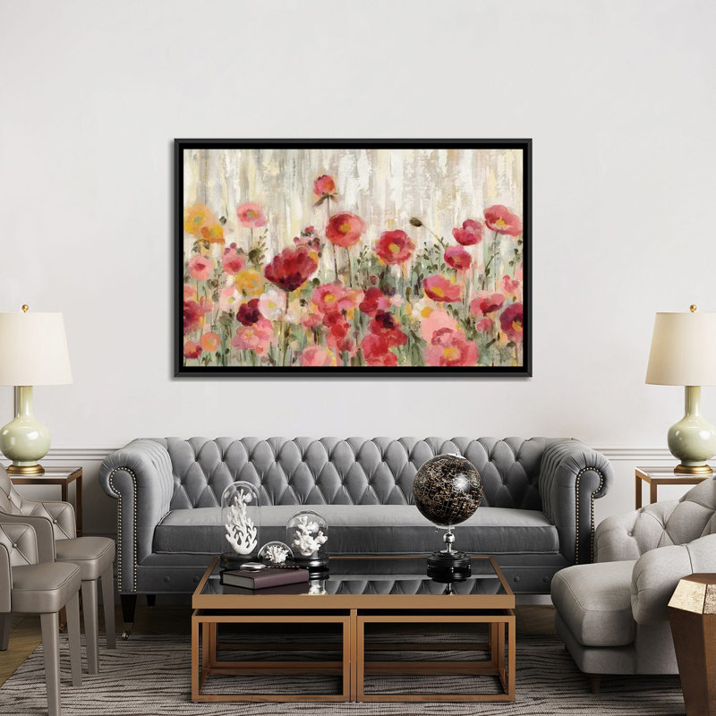 " Sprinkled Flowers " by Silvia Vassileva, 18" H x 26" W x 1.5" D, Black Framed Canvas, No Mat